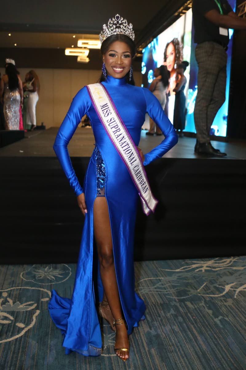 Miss Supranational Caribbean 2026 Rasheda Green swipes right on this Dermoth Williams Couture creation.