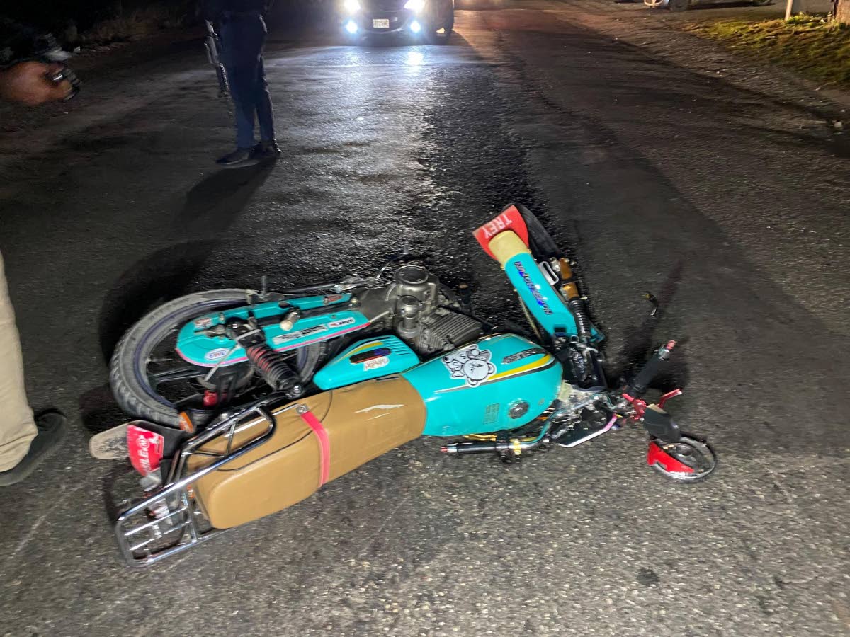 A motorcycle that was involved in a crash along Swansea main road in Clarendon on Friday, September 4, 2026.