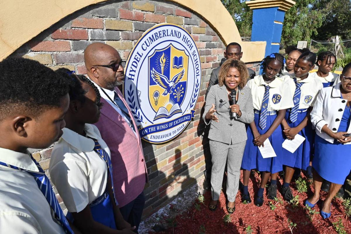 Minister of Education Senator Dana Morris Dixon (right) at the opening of the merged Hydel Cumberland High in St Catherine on September 7, 2026. 