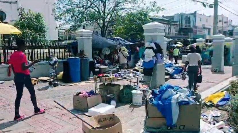 Vending outside the Kingston Parish Church in downtown Kingston.