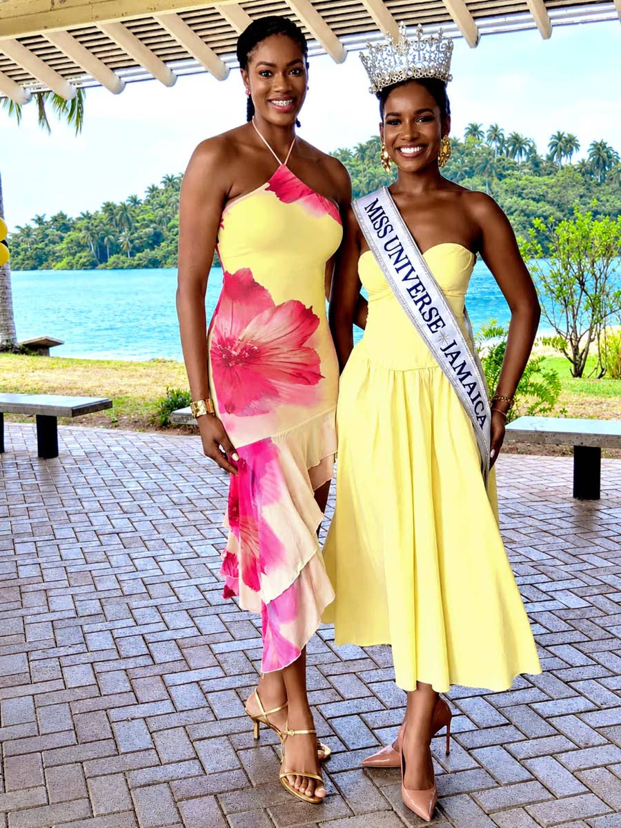 Shanique Rogers (left), Miss Universe Jamaica Portland Parish Director, and Miss Universe Jamaica 2026 Celene Hall.