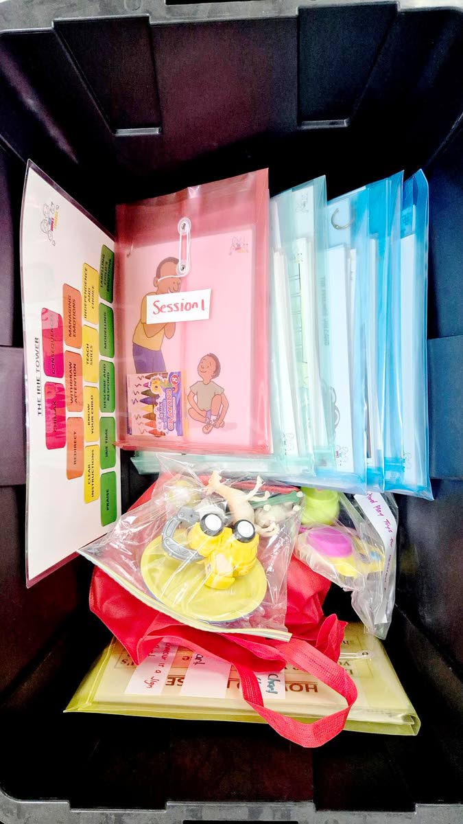 Materials inside the Early Childhood Commission’s Irie Homes Toolbox.