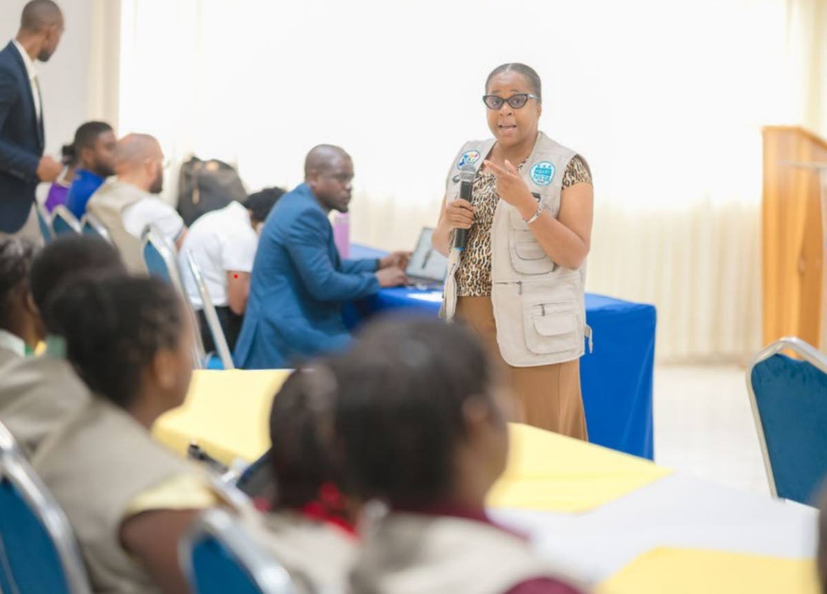 Deputy Managing Director, National Training and Programmes Division at the HEART/NSTA Trust, Dr Cheryl McLaughlin, addresses apprentices during the launch of the Apprenticeship for Creative Expressions (ACE) programme, held at the Tropics View Hotel in Man