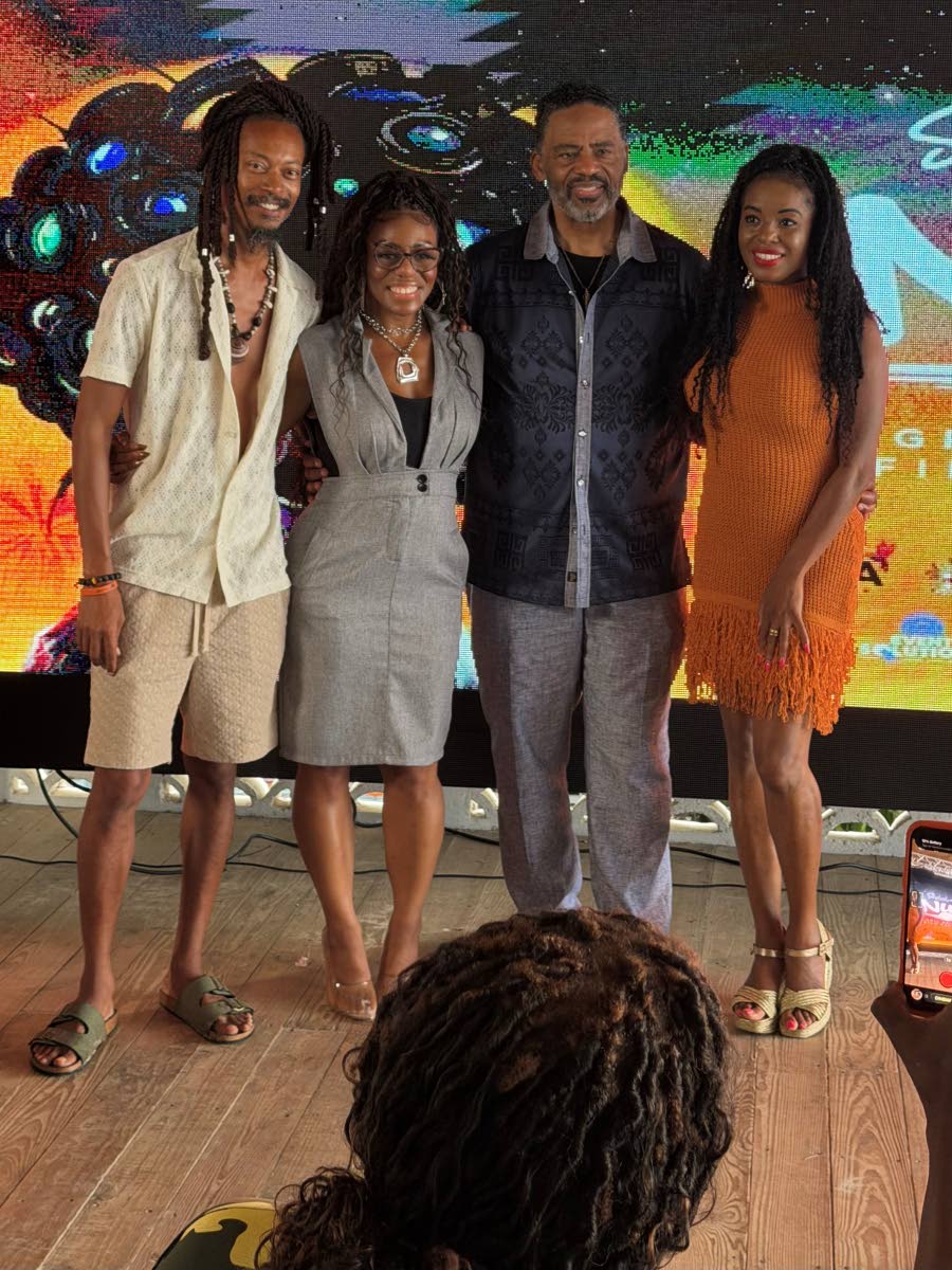 Charity Bowman Following a shared masterclass presentation at the Negril Universal Film Festival (NUFF) last weekend, actor Richard Lawson (second right) and his Hyperlens Studios co-founder partner Denee Busby-Howard (second left) posed for a snap with N