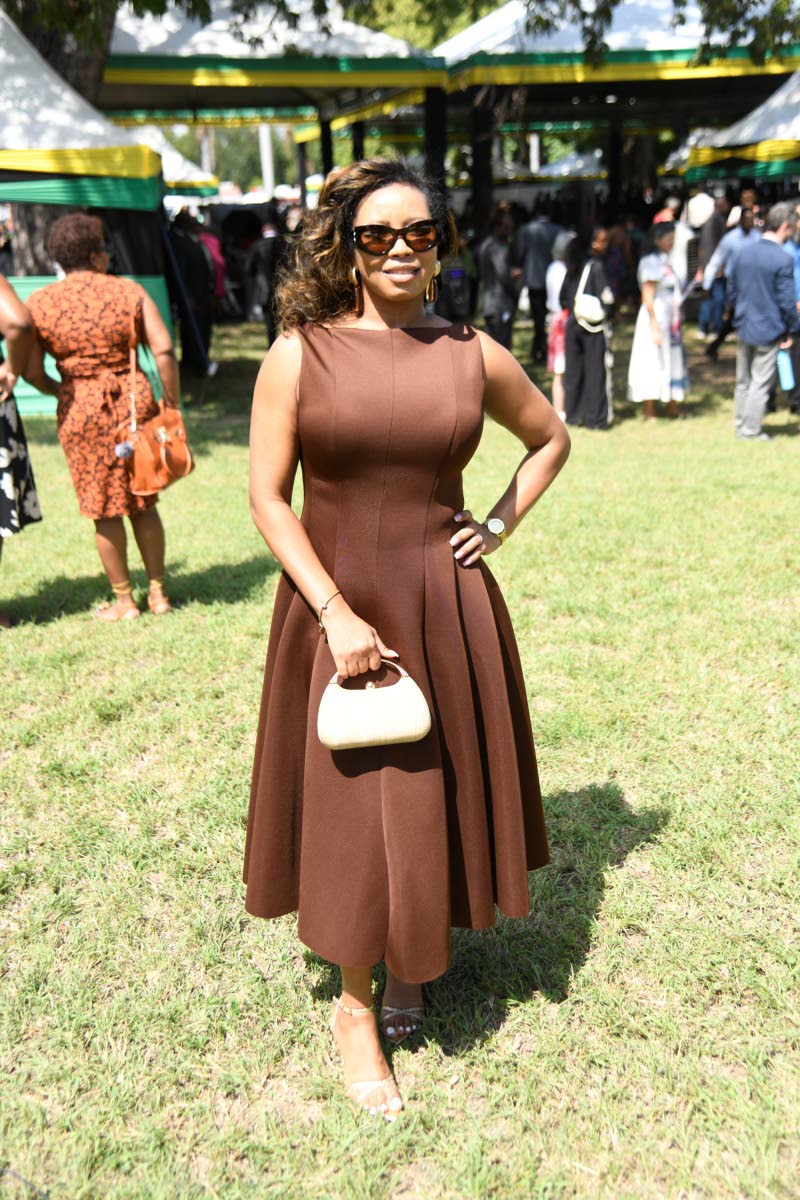 Programme manager Stacey-Ann Meggo embraces a palette of browns as she turns out to support dancehall artiste Mr Vegas, who was conferred with an Order of Distinction in the rank of Officer