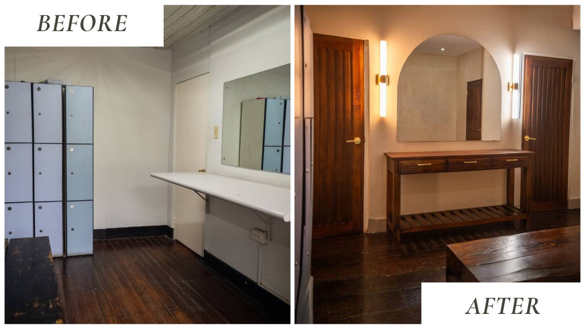 The women’s bathroom area got an elevated upgrade thanks to Zandolee Design.