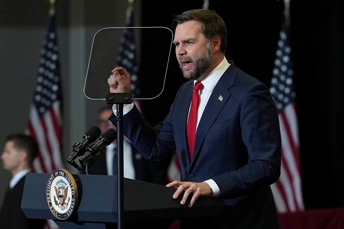 Vice President JD Vance speaks during a campaign rally at the Sharonville Convention Center, Wednesday, Oct. 21, 2026, in Sharonville, Ohio. 