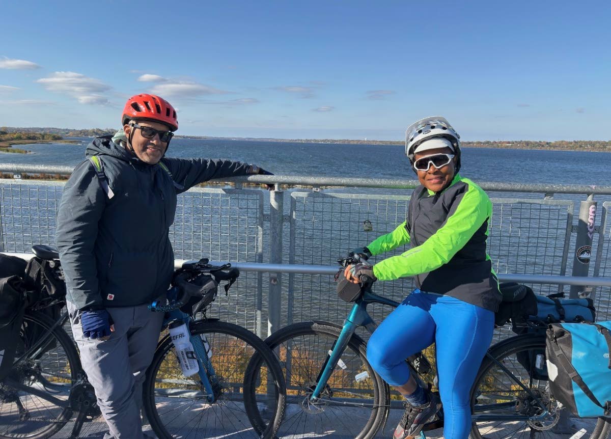 Andre and Christine Dacosta on their cycling journey. 