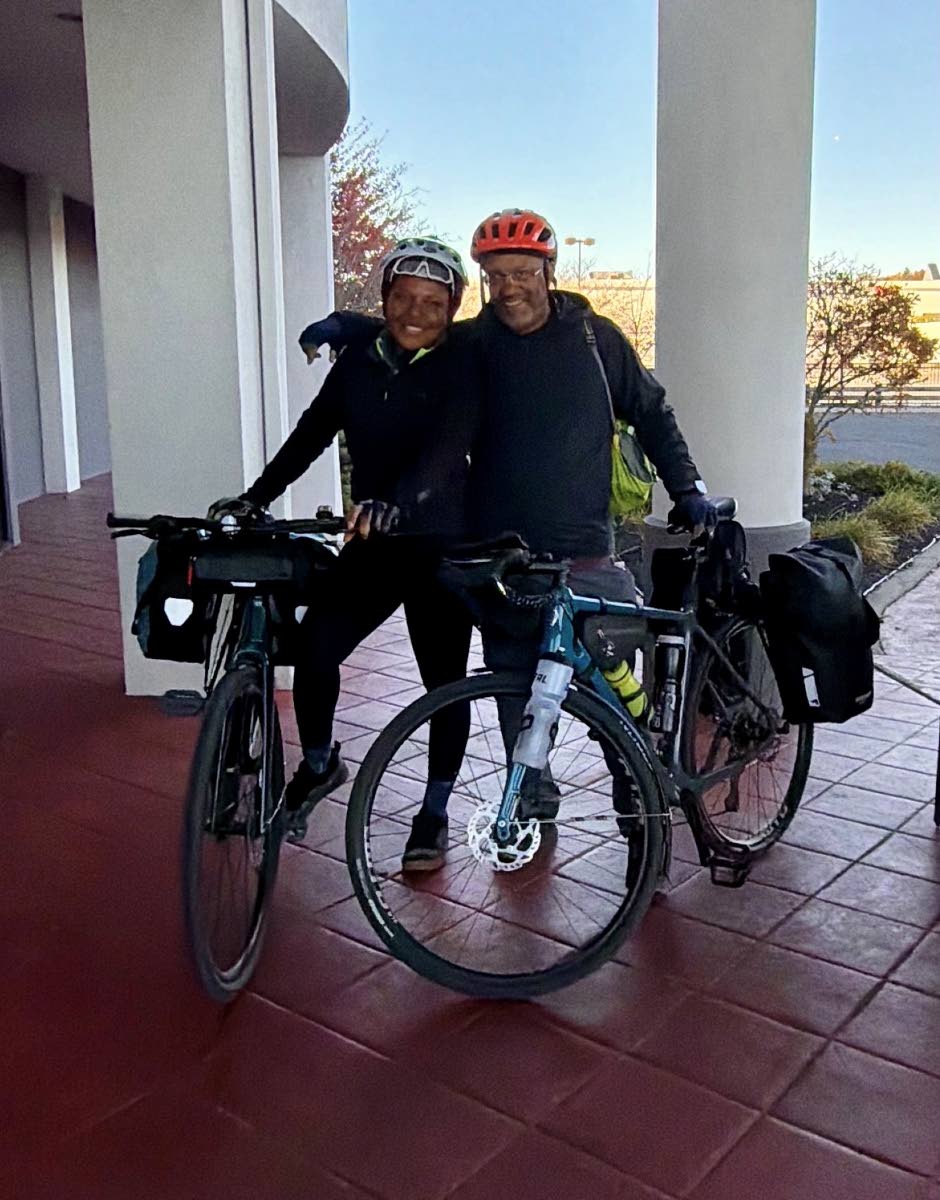 Andre and Christine Dacosta on their cycling journey. 