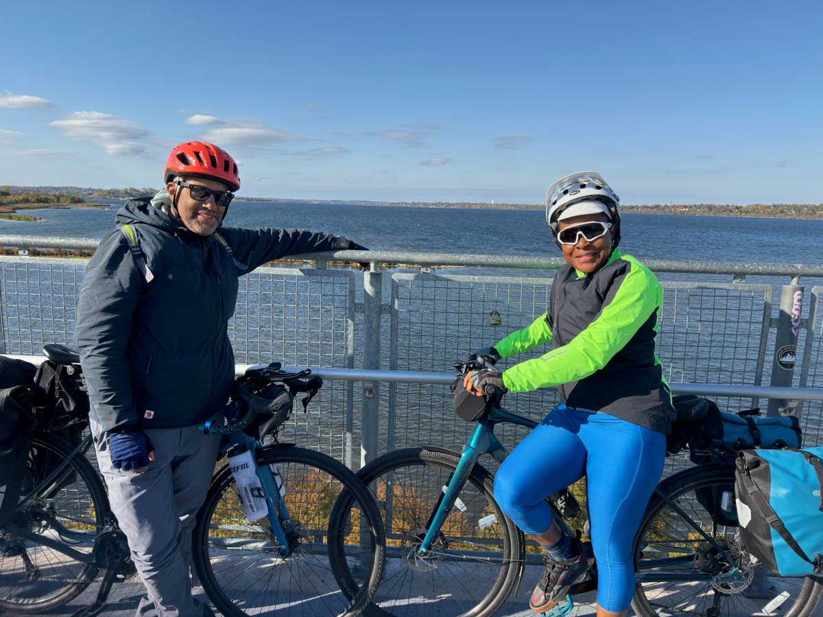 Andre and Christine Dacosta on their cycling journey. 