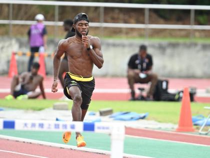 200 metres sprinter Christopher Taylor in action at a training session at the Athletic Stadium in Shinagawa, Tokyo, Japan, yesterday.