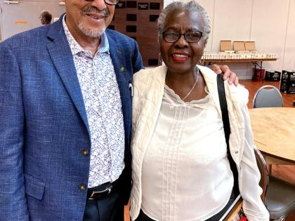 Herman Stewart and Valarie Steele at the launch of his memoir, ‘A Labour of Love: In Pursuit of Just Causes.’ Both are past presidents of the Jamaican Canadian Association.