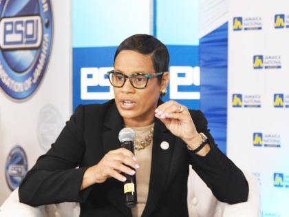 Gillian Hyde, deputy managing director, JN Bank, speaking at the EmpowerJa forum, hosted by the Private Sector Organisation of Jamaica and the Inter-American Development Bank at the Jamaica Pegasus Hotel recently.