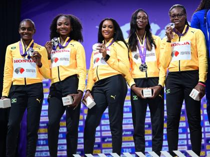Members of Jamaica’s 4x400 metres team who won silver in the event on the final day of the 2025  World Athletics Championships in Tokyo, Japan. From left: Nickisha Pryce, Andrenette Knight, Stacey-Ann Williams, Dajanae Oakley and Roneisha McGregor.  
