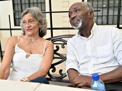 Barbara and Lincoln Robinson relate the terrifying encounter being swept away in their vehicle in raging floodwaters during a thunderstorm in New Kingston recently.