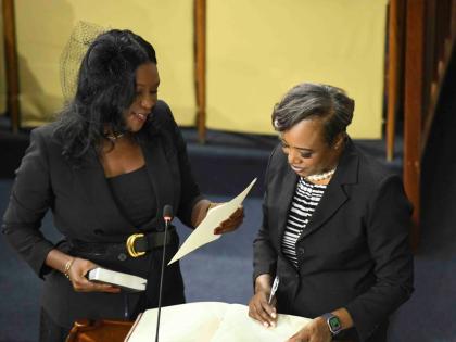Zulieka Jess, member of parliament for St Elizabeth North Eastern, taking the oath of office on September 18 in Gordon House.