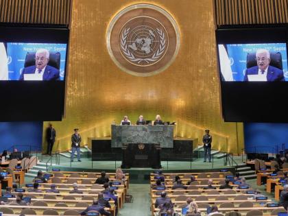 Palestinian President Mahmoud Abbas addresses the 80th session of the United Nations General Assembly via video.