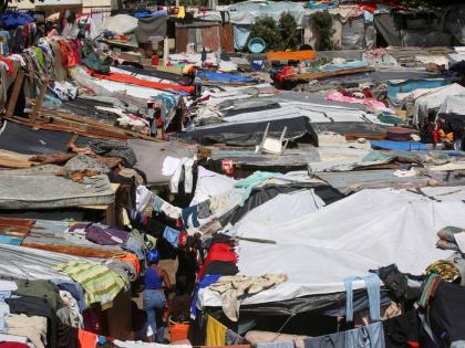 Makeshift tents fill a camp set up by people displaced from their homes by gang violence in Port-au-Prince, Haiti.
