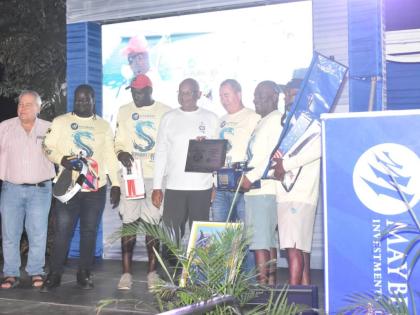 Members of the crew of ‘Nuh Reely’, winner of the Mayberry Investments-sponsored Superstars of Port Antonio International Marlin Tournament.