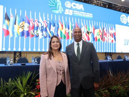 William Brown, president of the CSA, and Maria del Mar Rodriguez, vice-president, following their re-election to lead the Caribbean Shipping Association for the 2025–2026 term.
