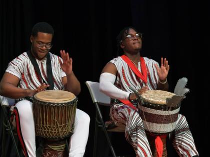 The Ardenne High School Drummers perform ‘Sweet, Sweet Jamaica’ at the Jamaica Cultural Develpment Commissio 2025 Marcus Garvey Award for Excellence in the Performing Arts presentation ceremony at the Little Theatre in Kingston on Wednesday, October 15
