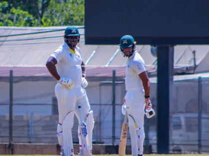 Jamaica Scorpions batsmen Leroy Lugg (left) and John Campbell.