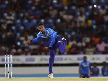 Khary Pierre bowling for St Lucia Kings.