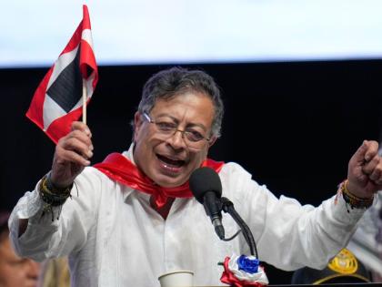 Colombian President Gustavo Petro addresses supporters during a rally in Ibague, Colombia, Friday, October 3, 2025. (AP Photo/ Fernando Vergara)