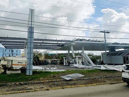 A damaged Rubis service station on Howard Cooke Boulevard in Montego Bay, St James, following Hurricane Melissa. 