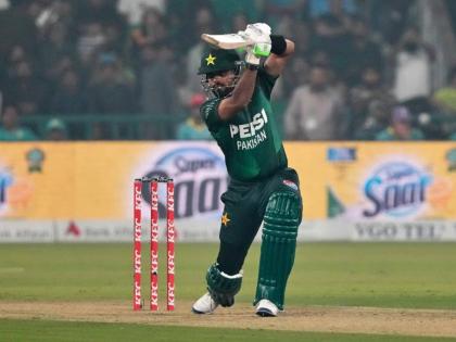 Pakistan’s Babar Azam bats during the second T20 cricket match between Pakistan and South Africa, in Lahore, Pakistan yesterday.