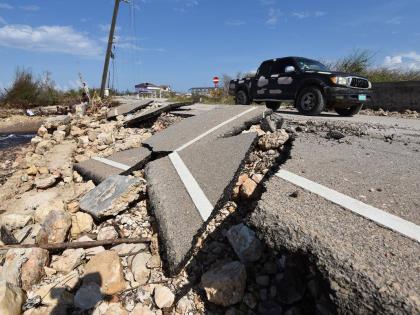 A damaged section of Foreshore Road, near the Falmouth Hospital, in the Trelawny capital.