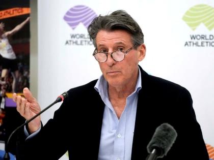 
World Athletics President Sebastian Coe holds a press conference at the conclusion of the World Athletics meeting at the Italian National Olympic Committee, headquarters in Rome, November 30, 2022.