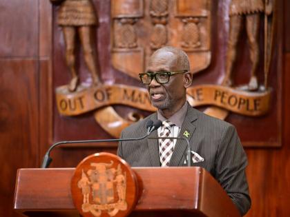 Minister of Local Government and Community Development, Desmond McKenzie, shares details regarding municipal corporations severely affected by Hurricane Melissa, at a press conference held at Jamaica House on November 3.