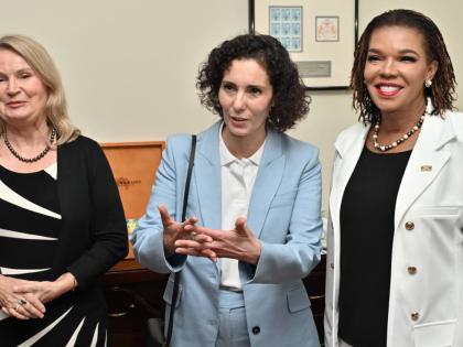 Audrey Marks (right), minister without portfolio in the Office of the Prime Minister with responsibility for efficiency, innovation and digital transformation, and co-chair of the Government’s Private Sector Coordination Committee to Bolster Recovery; sp