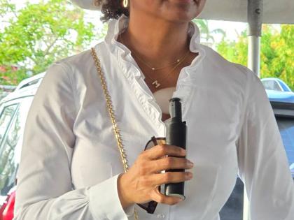 St James West Central Member of Parliament Marlene Malahoo Forte addressing residents of Catherine Hall and Westgreen on Wednesday.