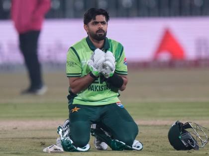 Pakistan’s Babar Azam celebrates after his century during the second One-Day International cricket match against Sri Lanka, in Rawalpindi, Pakistan yesterday.