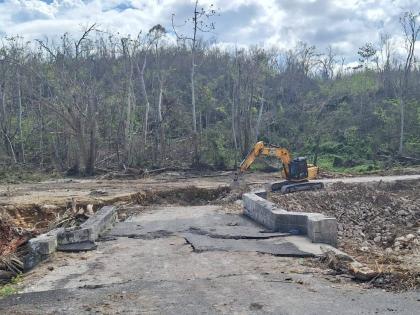 Restoration work in progress along the Sign main road in St James.