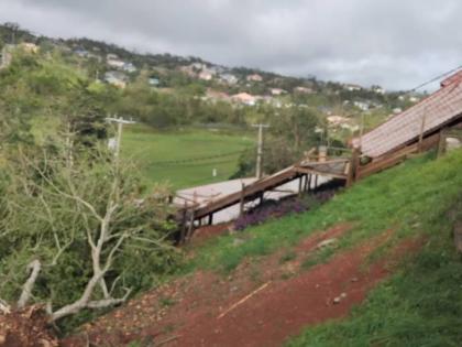 The damaged Steps to Christ at the Northern Caribbean University in Mandeville, Manchester.