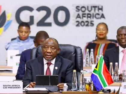 South African President Cyril Ramaphos addresses the opening session of the G20 leaders’ summit, in Johannesburg, South Africa on November 22.