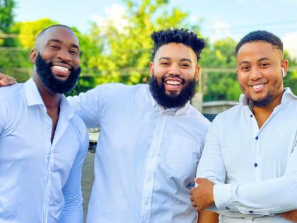 From left: Adiel ‘King Diel’ Thomas, Carl ‘Lee King’ Scharschmidt and Justin ‘Just King’ Walker of the music group, Island Kings. 