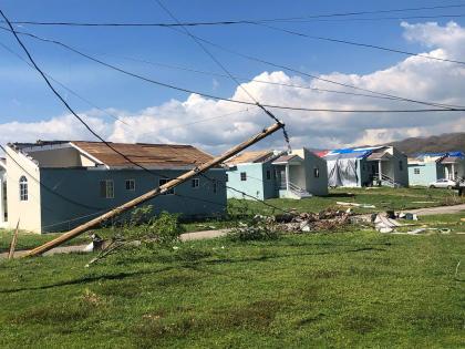 Houses in the Brompton Manor development destroyed by Hurricane Melissa.