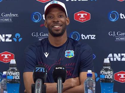 West Indies Captain Roston Chase speaks with media after a drawn Test against New Zealand in Cristchurch on Friday night.  