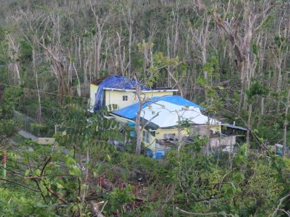 The roof of Haven View Villas and Spa in Bluefields, Westmoreland, severely damaged by Hurricane Melissa.