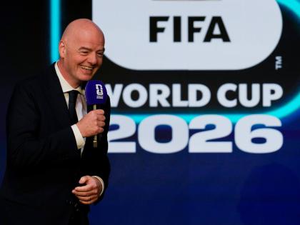 FIFA President Gianni Infantino speaks during the match schedule reveal for the 2026 football World Cup in Washington on Saturday, December 6.