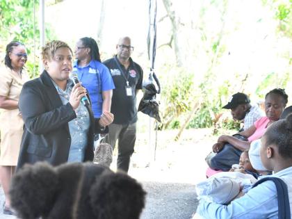 Minister of State in the Ministry of Health and Wellness, Krystal Lee, delivering remarks during an outreach session for new and expectant mothers at the Ramble Health Centre in Hanover on Thursday,December 18, 2025.