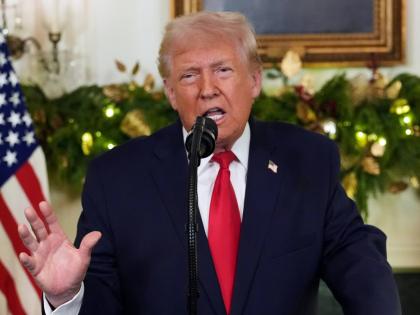 President Donald Trump speaks during an address to the nation from the Diplomatic Reception Room at the White House, Wednesday, December17, 2025, in Washington. (Doug Mills/The New York Times via AP, Pool)