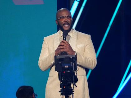 Tyler Perry speaks during the BET Awards on Monday, June 9, at the Peacock Theater in Los Angeles. 