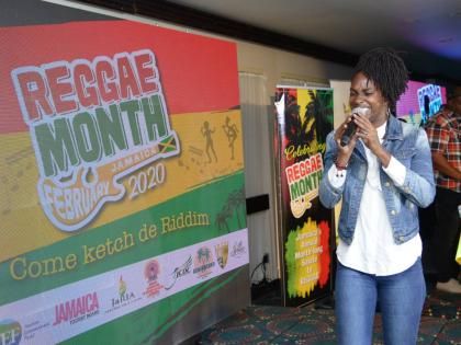 Aza Lineage in performance at  the Reggae Month official launch at the Jamaica Pegasus Hotel on Tuesday, December 3, 2019.