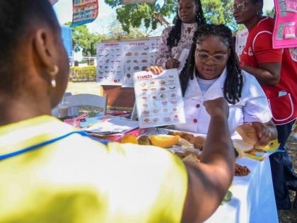 Dietitian Vanessa Turner (right) offers a nutritional counselling session to Roxeen English (left) during a health fair held in Kingston last March. 