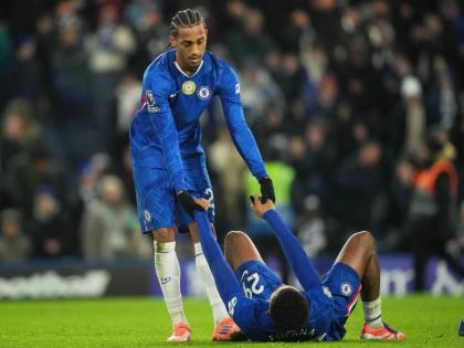  Chelsea’s Joao Pedro (top) helps Wesley Fofana stand up after the English Premier League match between Chelsea and Bournemouth in London, England, Tuesday, December 30, 2025. 